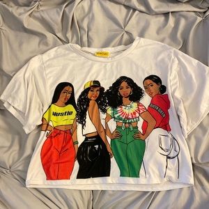 Cropped tee with black women